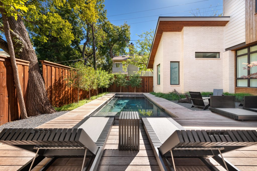 Wood deck around the pool