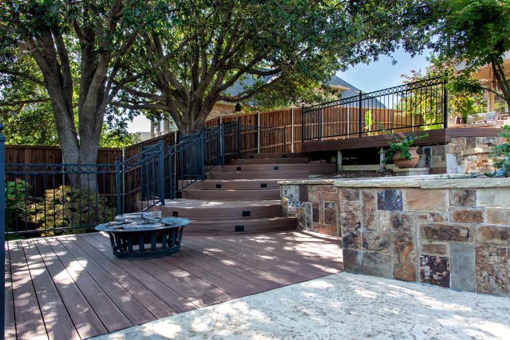 Custom wood deck installation in DFW by Southwest Fence and Deck.